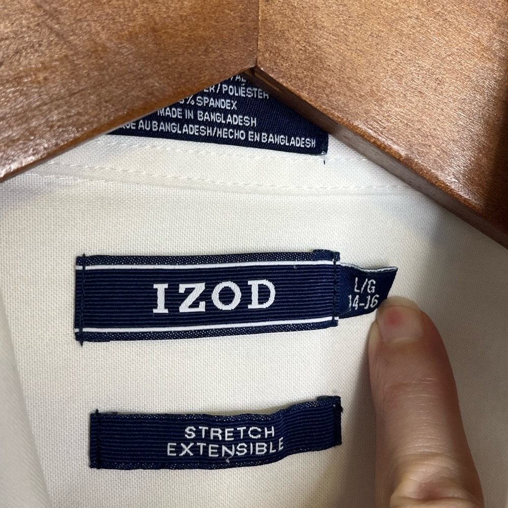 IZOD White Button-Down Dress Shirt One Front Pocket Boys Size 14/16 - Picture 6 of 11